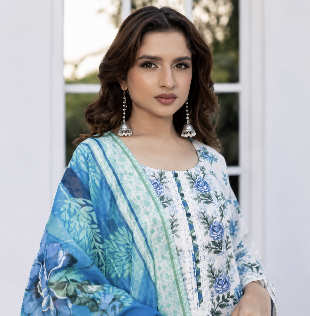 Munira Azure Bloom 3 Piece Stitched Suit