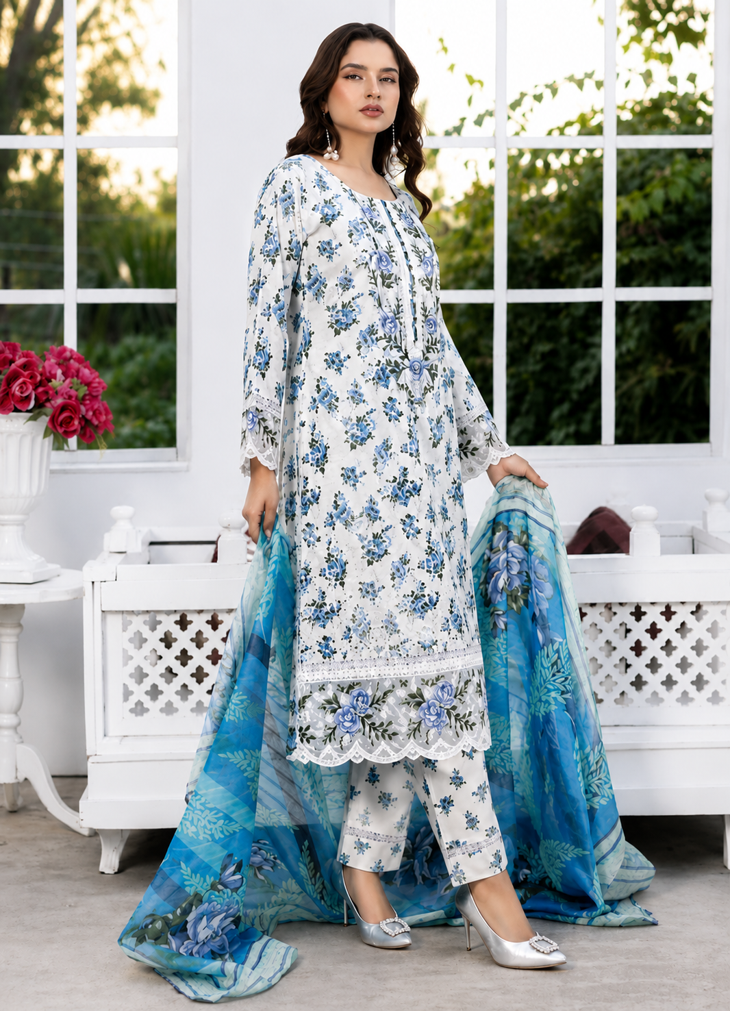Munira Azure Bloom 3 Piece Stitched Suit