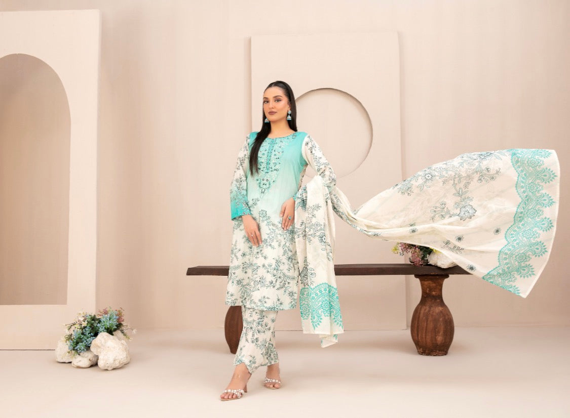 Tawakkal Malhar Aqua Bloom (unstitched)