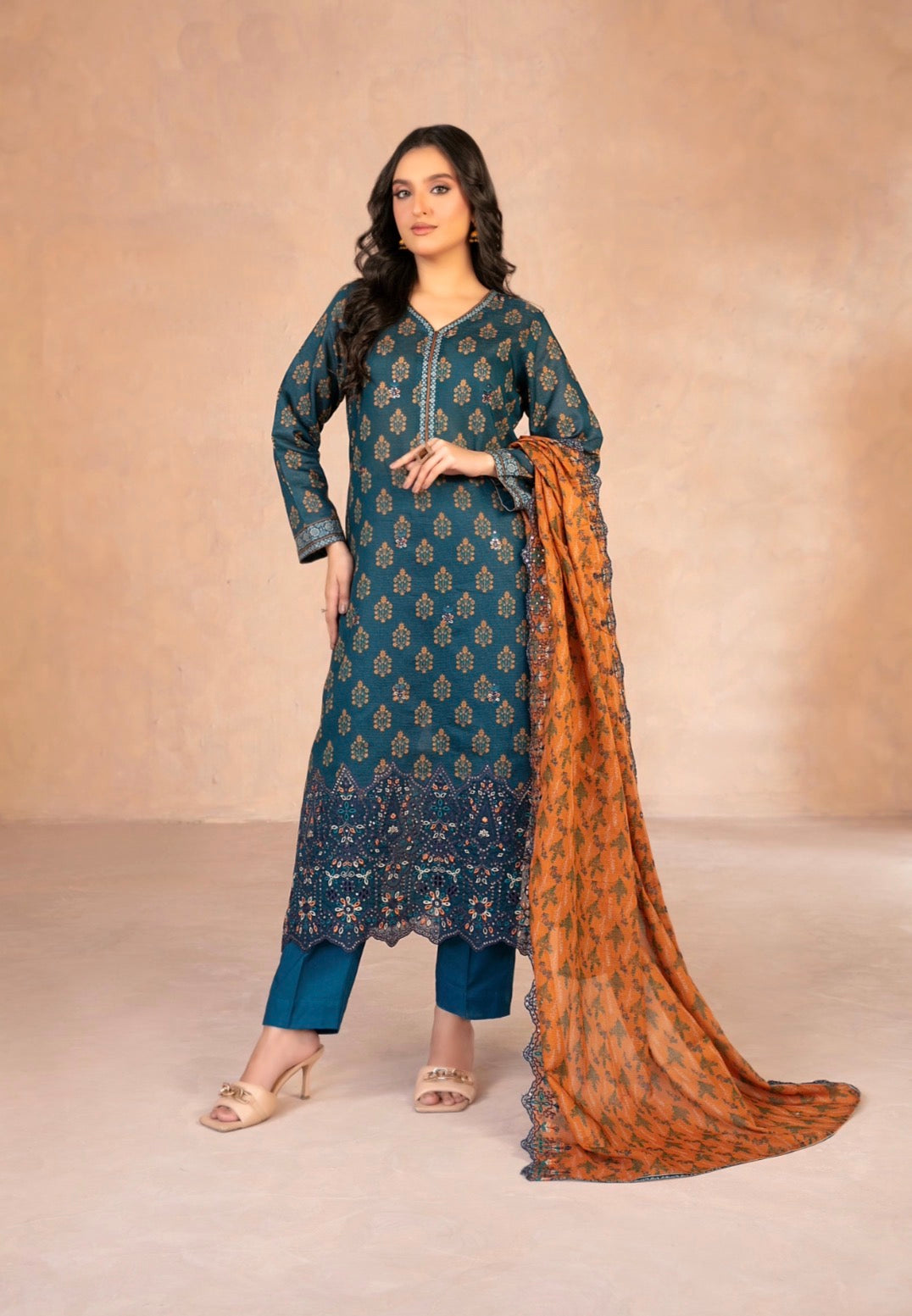 Tawakkal Daaliya Unstitched 3-Piece Suit – Midnight Teal