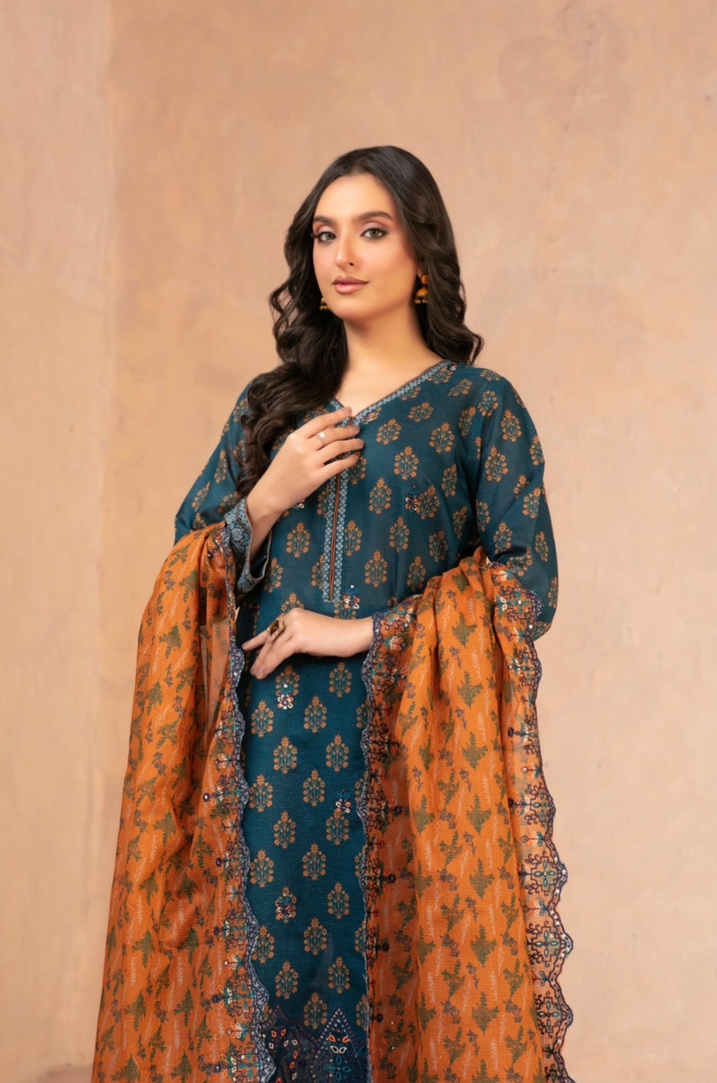 Tawakkal Daaliya Unstitched 3-Piece Suit – Midnight Teal