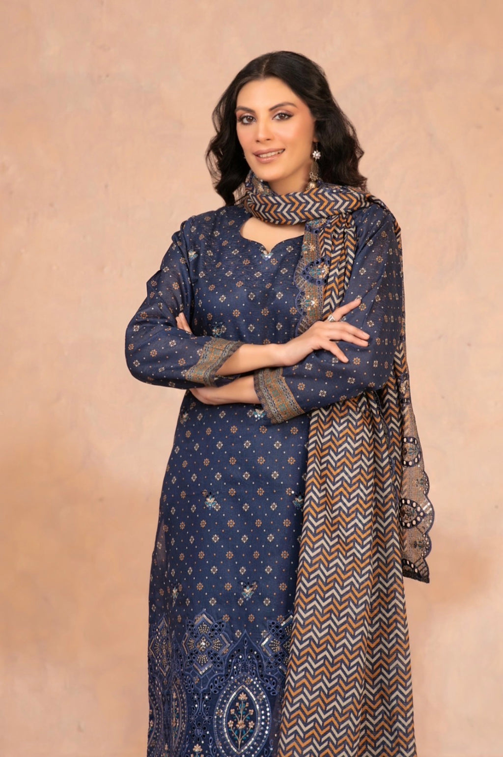 Tawakkal Daaliya Unstitched 3-Piece Suit – Midnight Luxe