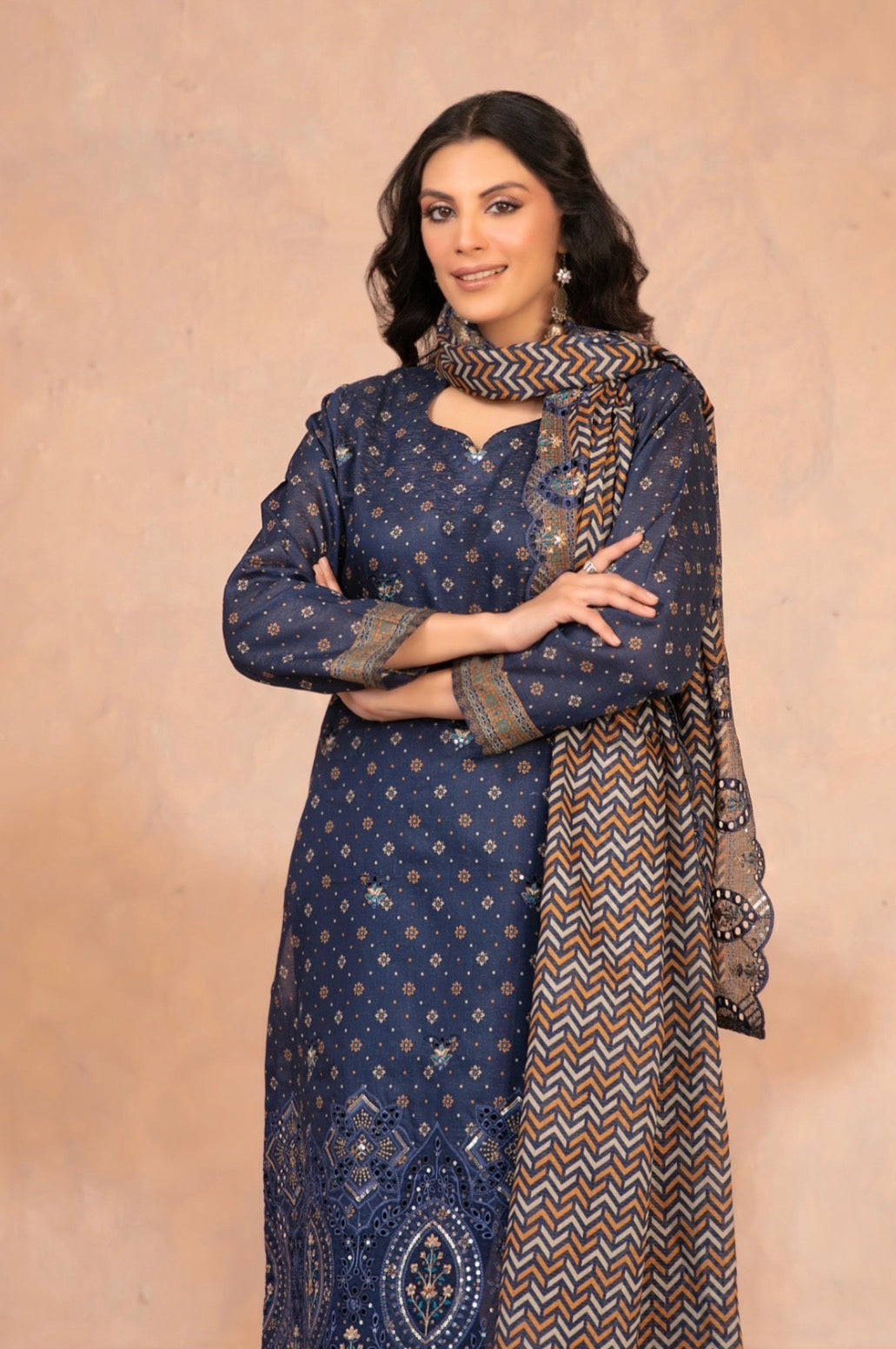 Tawakkal Daaliya Unstitched 3-Piece Suit – Midnight Luxe