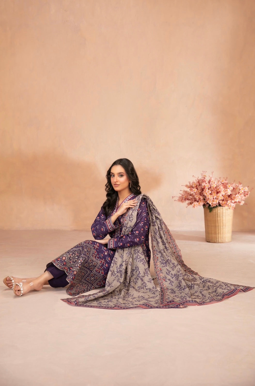 Tawakkal Daaliya Unstitched 3-Piece Suit – Plum Grace