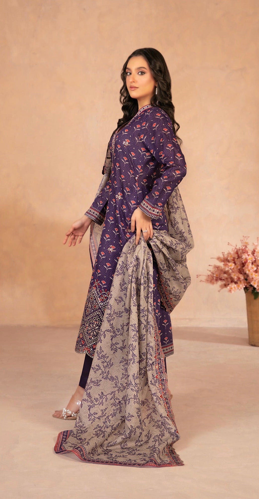 Tawakkal Daaliya Unstitched 3-Piece Suit – Plum Grace