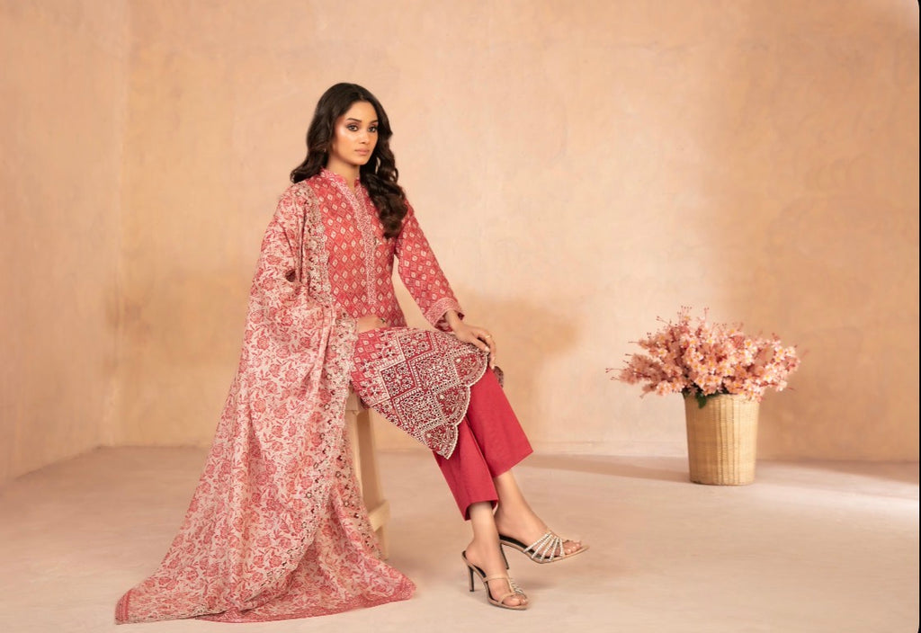 Tawakkal Daaliya Unstitched 3-Piece Suit – Ruby Bloom