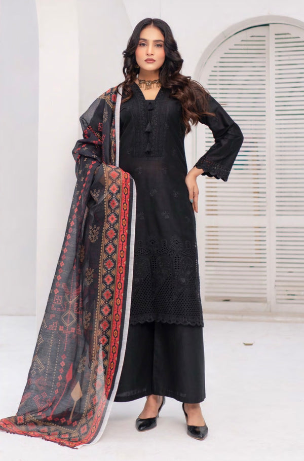 Munira stitched 3-Piece Suit – Noir Elegance