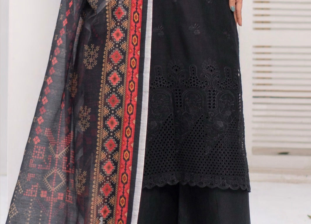 Munira stitched 3-Piece Suit – Noir Elegance