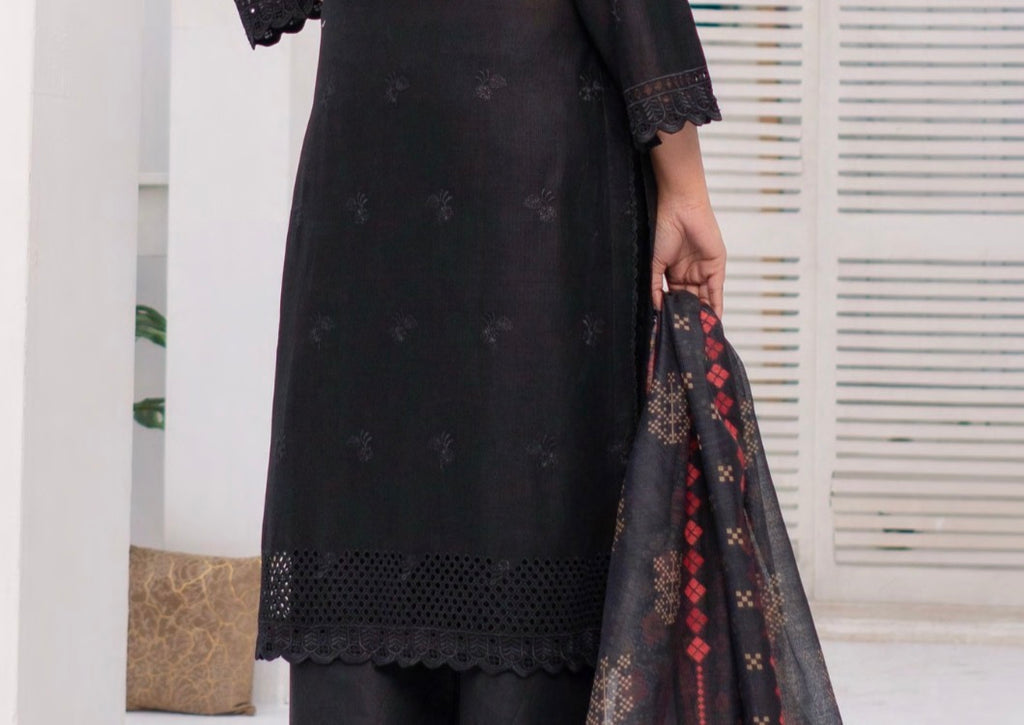 Munira stitched 3-Piece Suit – Noir Elegance