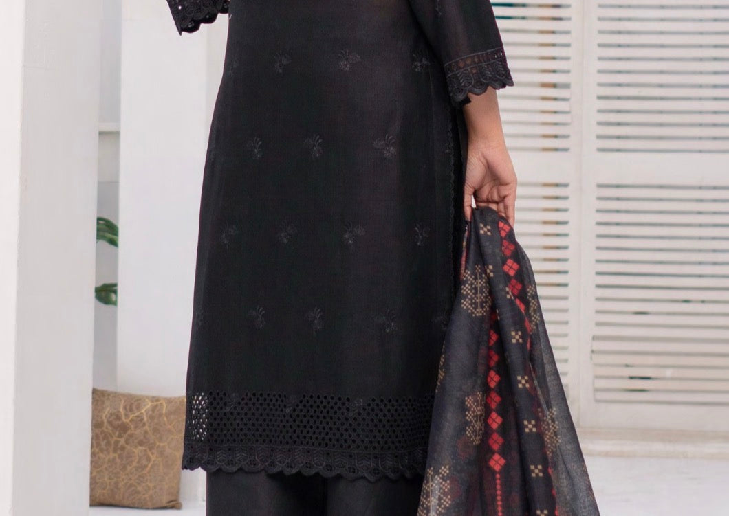Munira stitched 3-Piece Suit – Noir Elegance