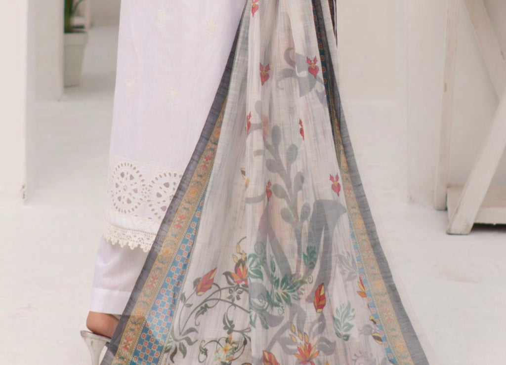 Munira stitched 3-Piece Suit – Ivory Blossom