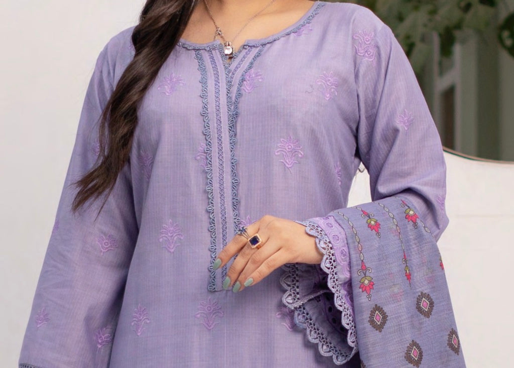 Munira stitched 3-Piece Suit – Lavender Grace