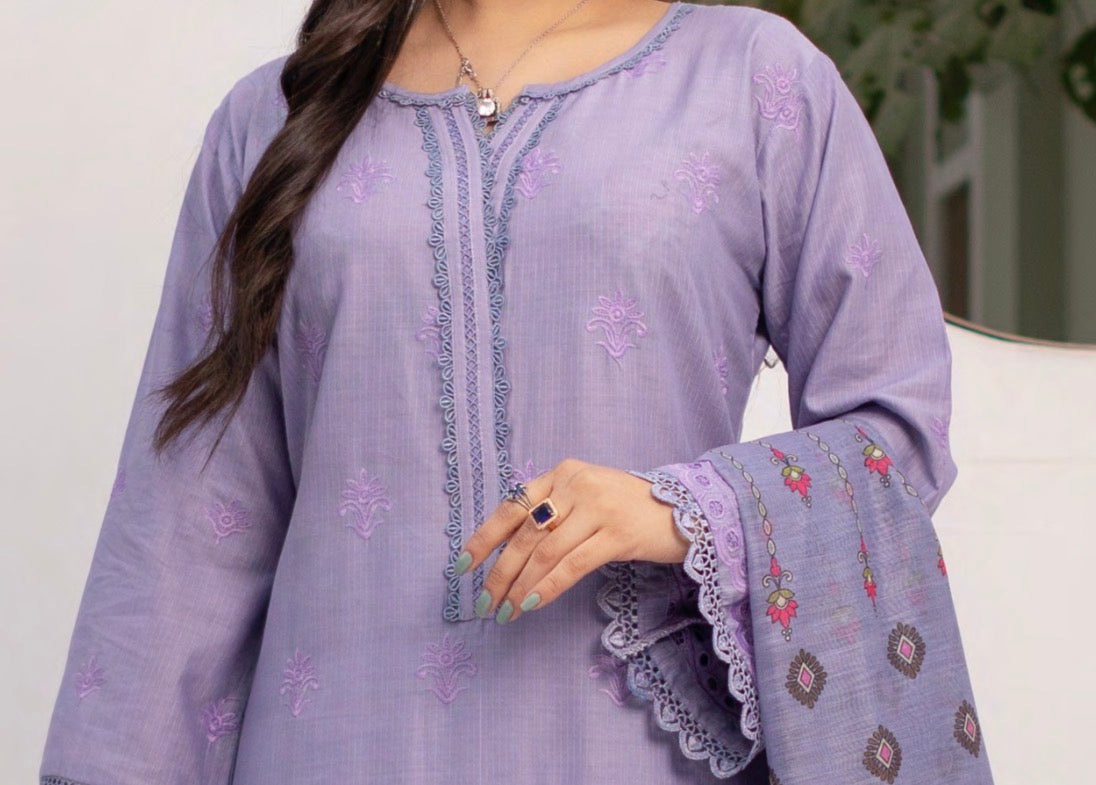 Munira stitched 3-Piece Suit – Lavender Grace
