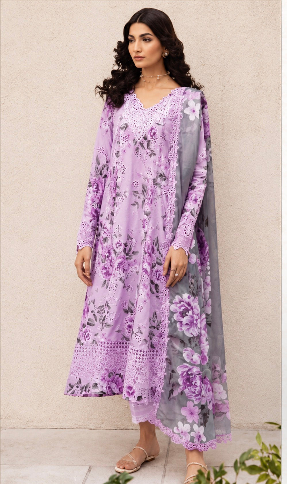 Iznik Lavender Bloom 3 Piece Suit (unstitched)