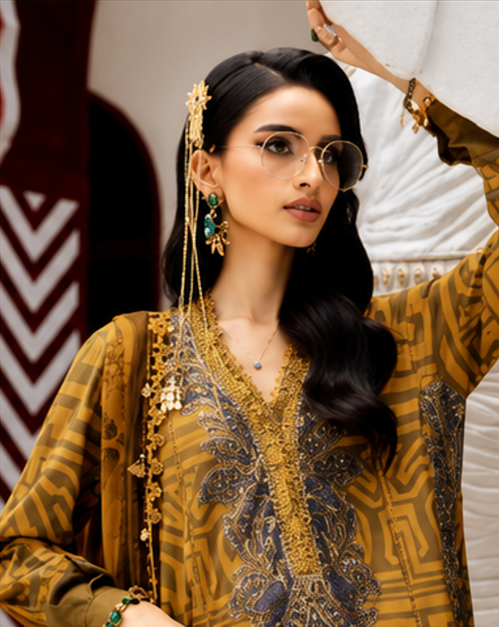 Maria B. Mustard Royale 3 Piece Suit (unstitched)
