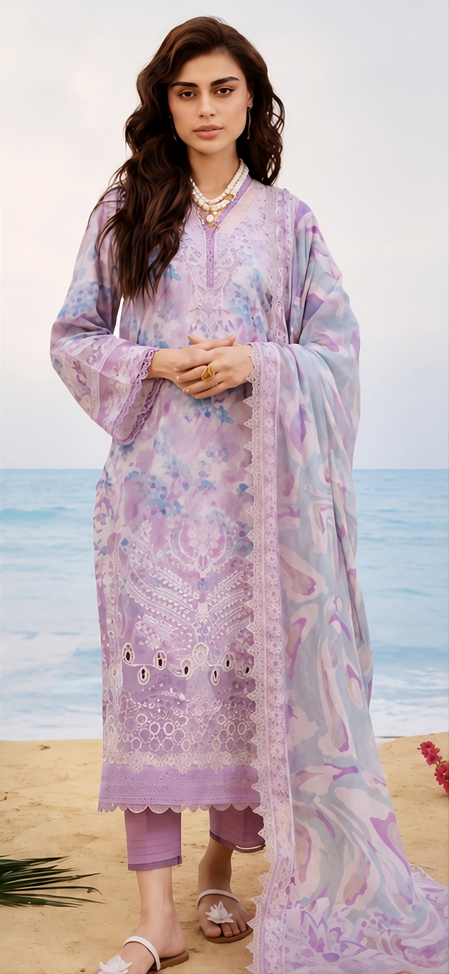 Nureh Lilac Aura 3 Piece Suit (unstitched)